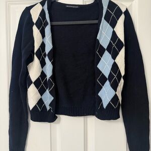 Brandy Melville Black and Blue Argyle Cardigan